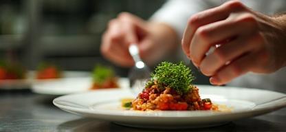 Chef préparant un plat raffiné à Lyon